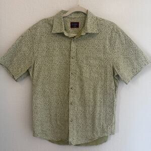 Untuckit Shirt Mens Olive Green Short Sleeve Floral Print Byers Pocket Cruise M